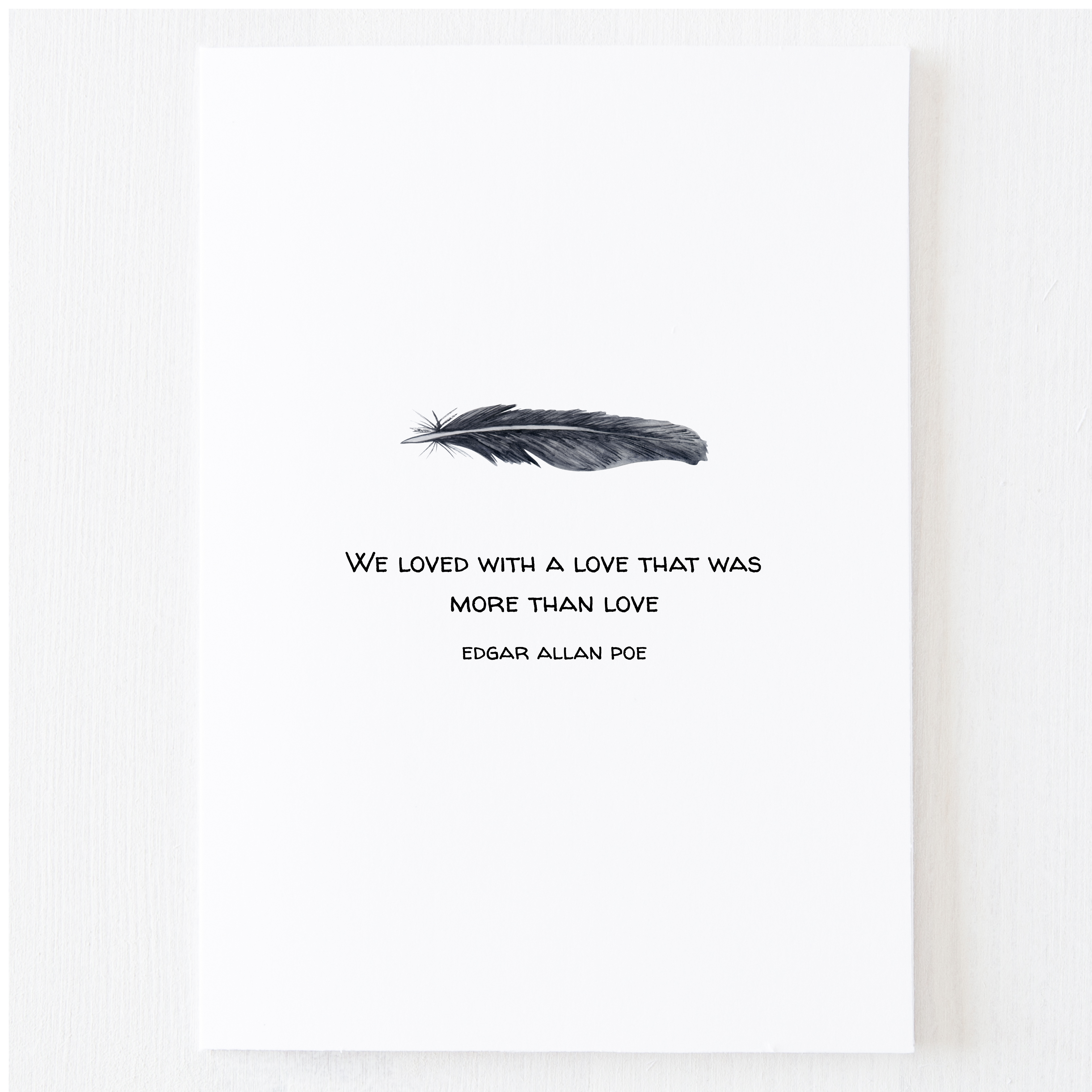 Mac and Mo Studio - Luxury Stationery and Greeting Cards – Cartão de amor por atacado – Cartão de Saudação com Pena de Corvo - Cartão Gótico em Aquarela0