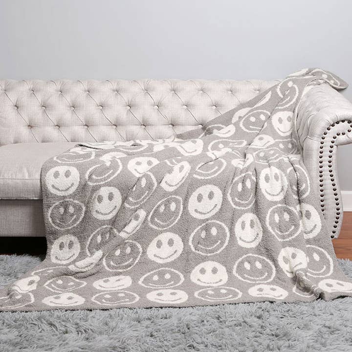 Fashion City - Wholesale Throw Blanket - Happy Face Patterned Throw Blanket15