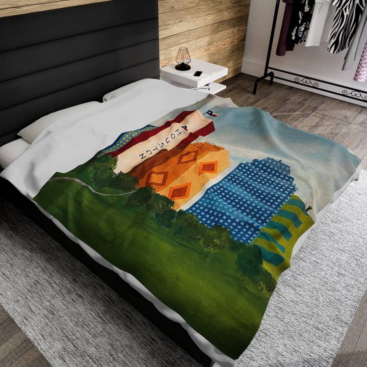 Houston Views Velveteen Plush Blanket | Houston Texas for wholesale by See Joy Creative