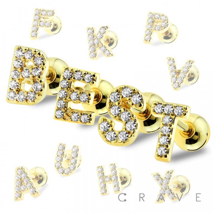 VERGOLDETE 316L SS ALPHABET INITIALE KNORPEL LANGHANTEL für den Großhandel von CRAVE