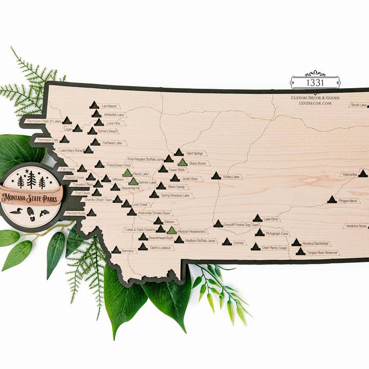 Montana State Parks Map for wholesale by 1331 Custom Decor & Goods