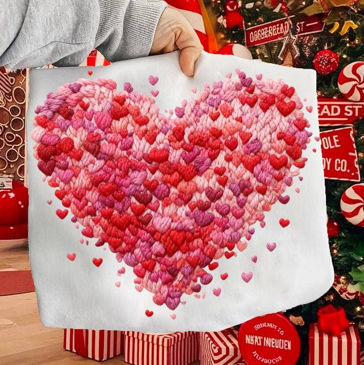 DLT Ecommerce - Wholesale T-Shirt (Graphic) - Women's - Faux Yarn Crochet Pink Heart Valentines Tee, Love Sweatshirt2