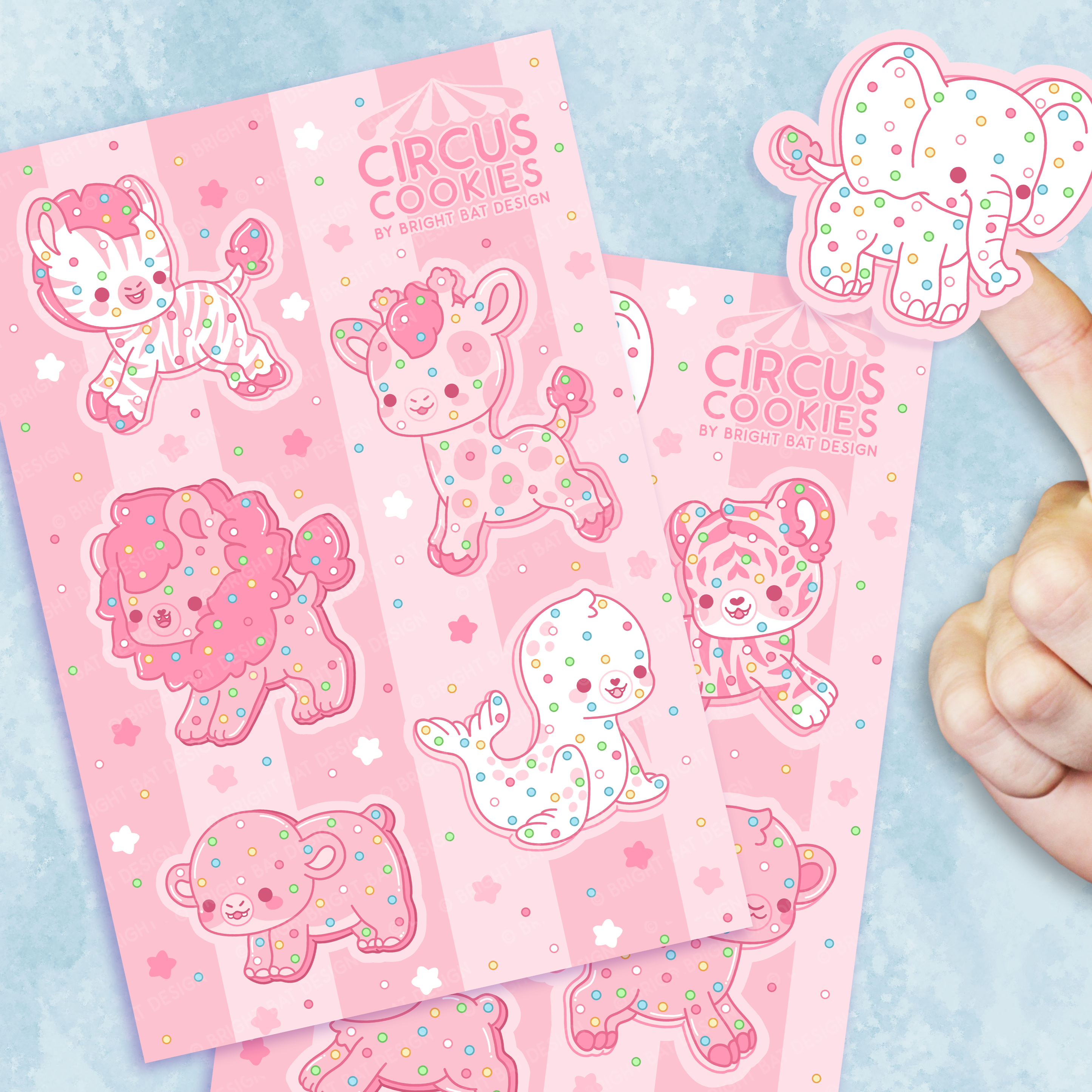 Bright Bat Design - Wholesale Sticker - Circus Cookies Sticker Sheets (2 Pack)0