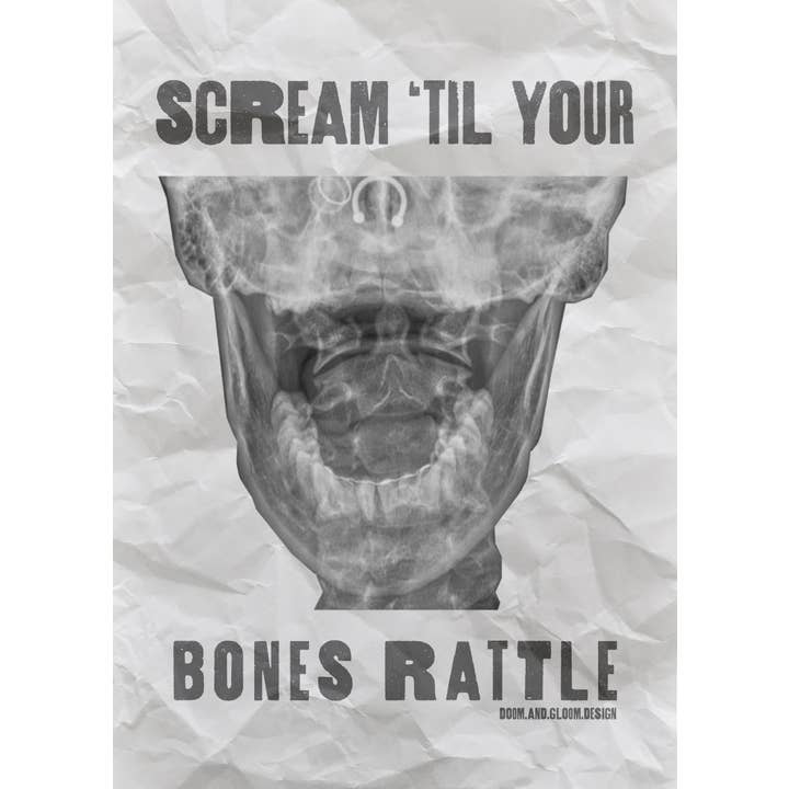 Scream Skeleton Postcard for wholesale by Doom & Gloom Design