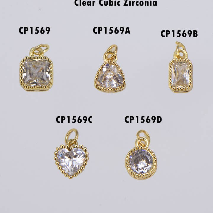 Guldfylld geometrisk charm, Solitaire CZ hänge, CP1569 för wholesale av Beads Creation