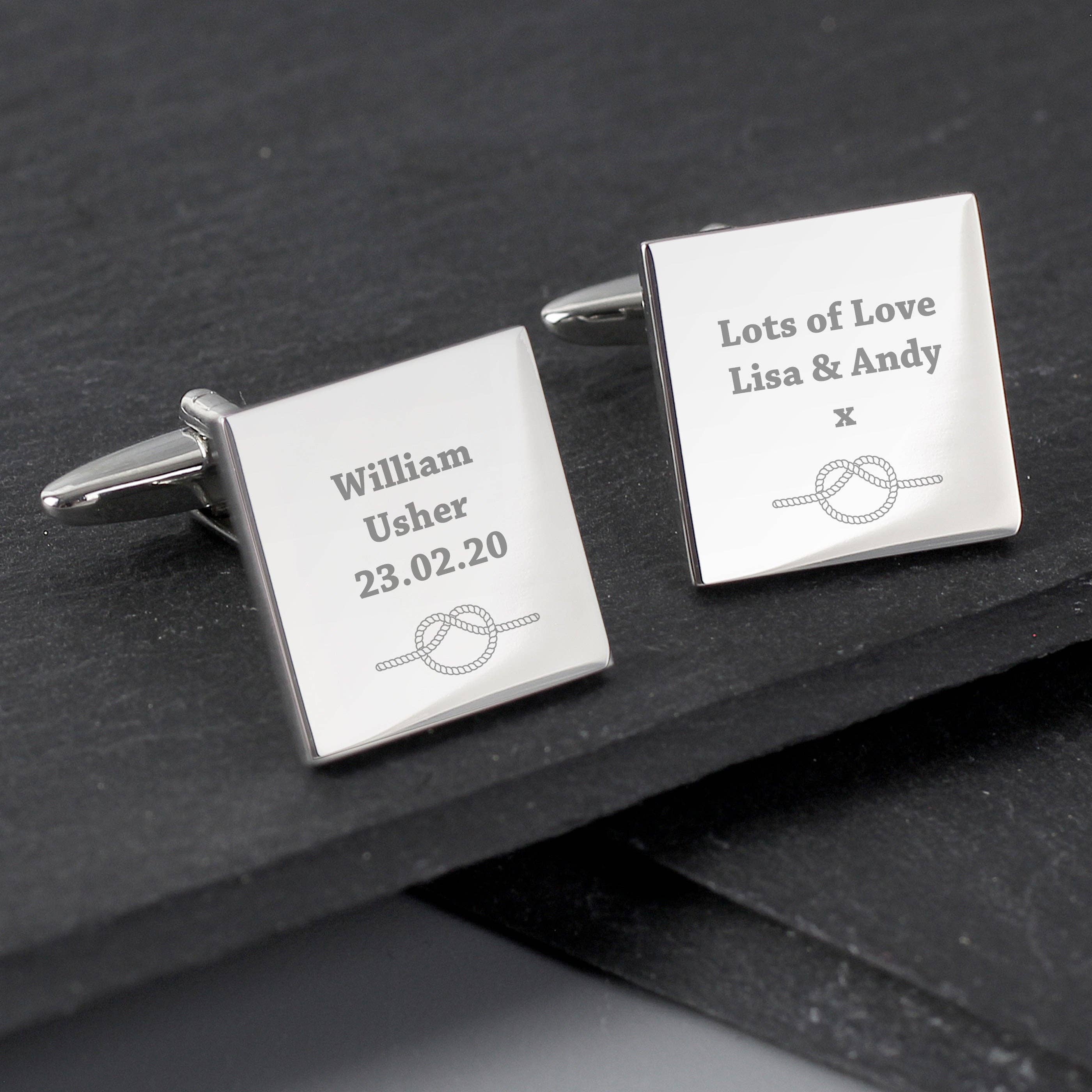Simply Canvas Art – wholesale Cufflinks – Personalised Tie the Knot Square Cufflinks0