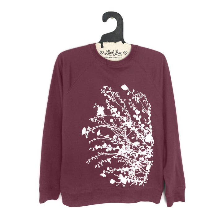 Mad Love Shop - Wholesale Graphic Sweatshirt - Women's - Unisex Mauve Lightweight Sweatshirt with Flowering Branches1
