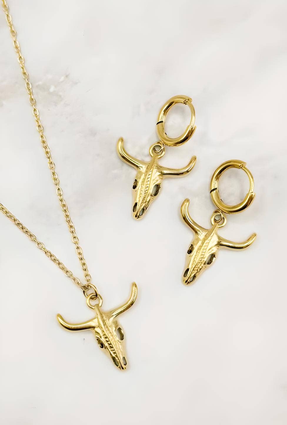 Wild & Free - Wholesale Jewelry Set - Conjunto de Joyas Bohemias Occidentales – Collar de Acero Inoxidable Dorado0