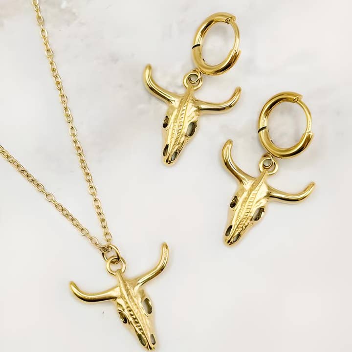 Wild & Free - Wholesale Jewelry Set - Conjunto de Joyas Bohemias Occidentales – Collar de Acero Inoxidable Dorado0