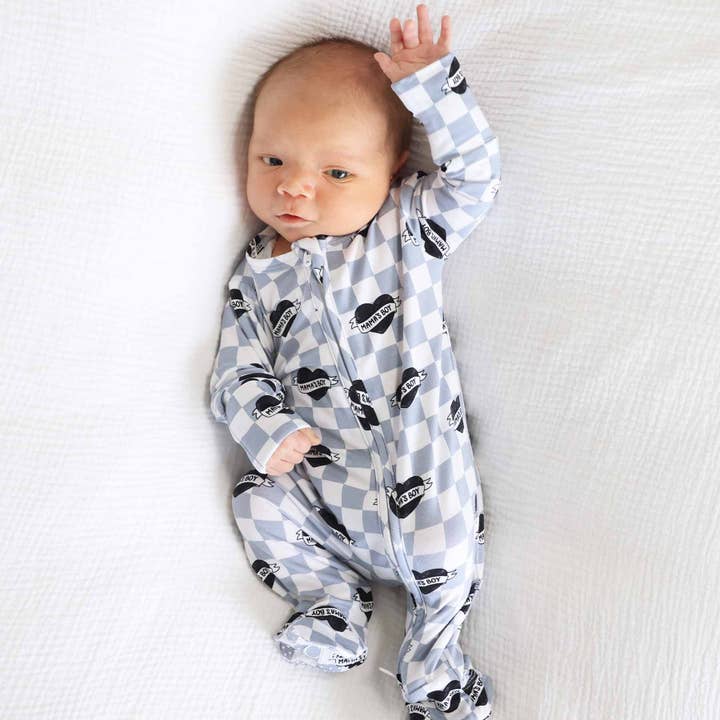 Caden Lane - Wholesale Jumpsuit - Baby - Mama's Boy Zipper Footie2