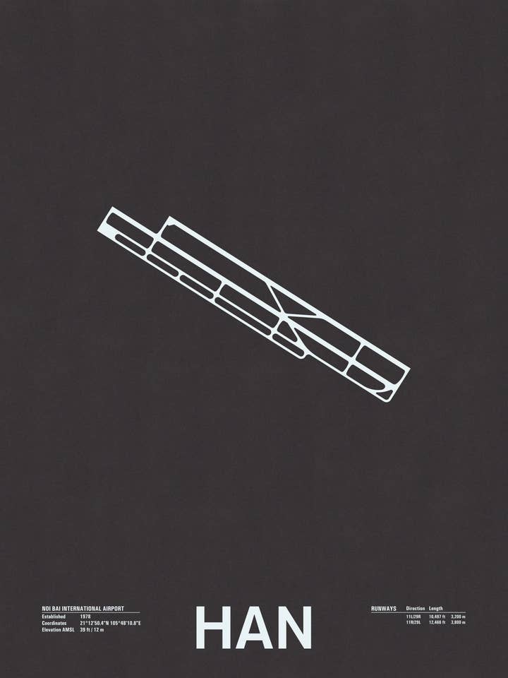 HAN: Noi Bai International Airport Screenprint for wholesale by NOMO Design