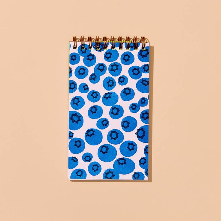 And Here We Are - Wholesale Notebook - Blueberries Letterpress Spiral Pocket Size Notebook - Made in USA - Fathers Day Gift Summer
