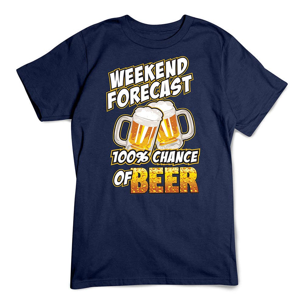 Artopia - Wholesale Screen Printed T-Shirt - Unisex - 100% Chance of Beer T-Shirt1