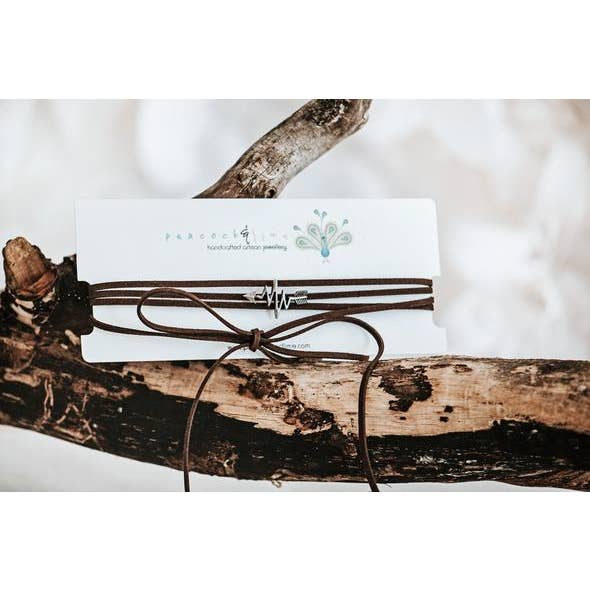 heartbeat / arrow choker necklace or wrap bracelet for wholesale by Peacock & Lime