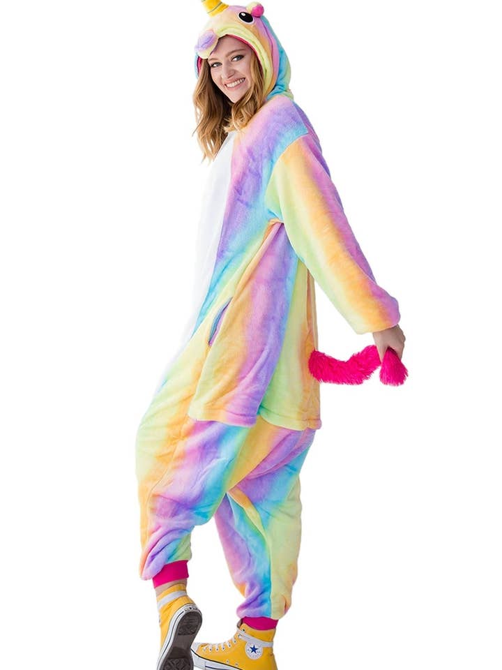 Jammies For Parties - Wholesale Onesie - Women's - Adult Unisex Animal Onesie Pajamas - Rainbow Unicorn