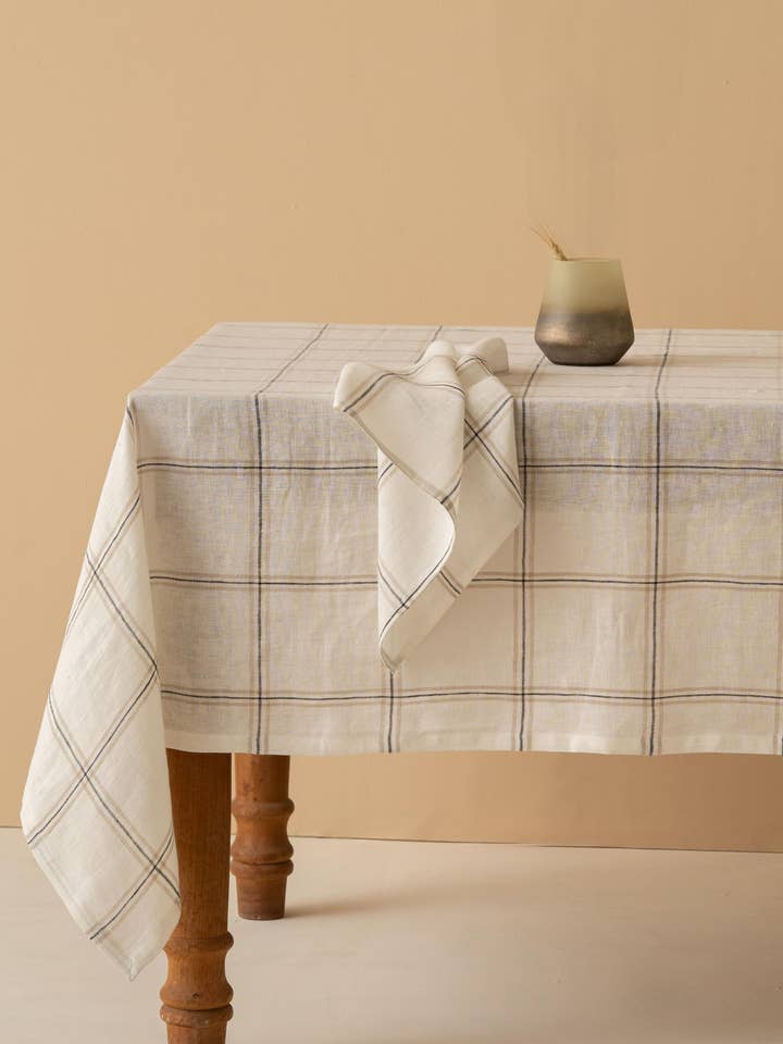 Checked Cosette Linen Tablecloth – Holiday Hosting for wholesale by Live Linen