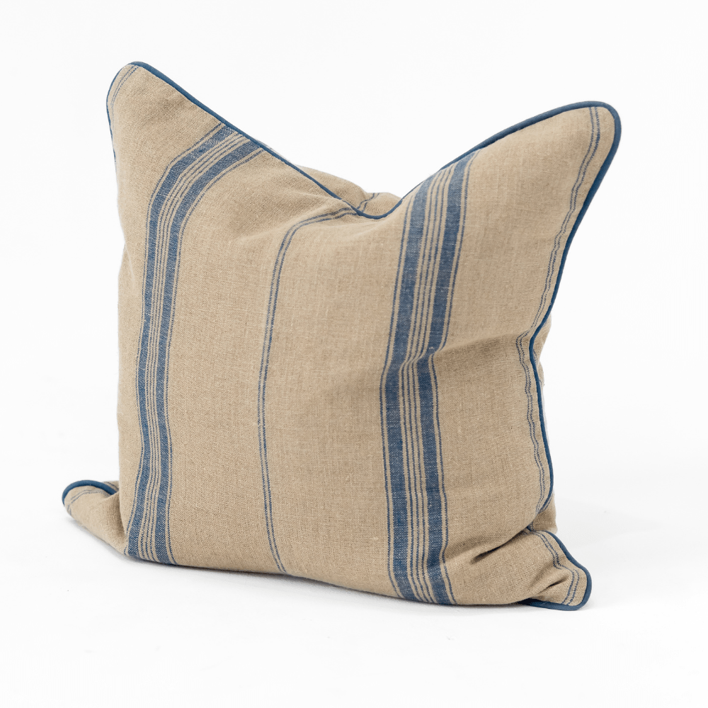 BHD HOME - Wholesale Chair cushion - Linen Piped Striped Blue Lounge Cushion 55 x 55cm2