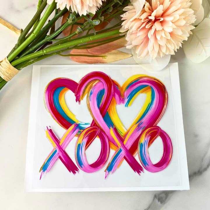 XOXO Corazones | Calcomanía UV DTF de 4" para venta al por mayor de HKS Custom Designs