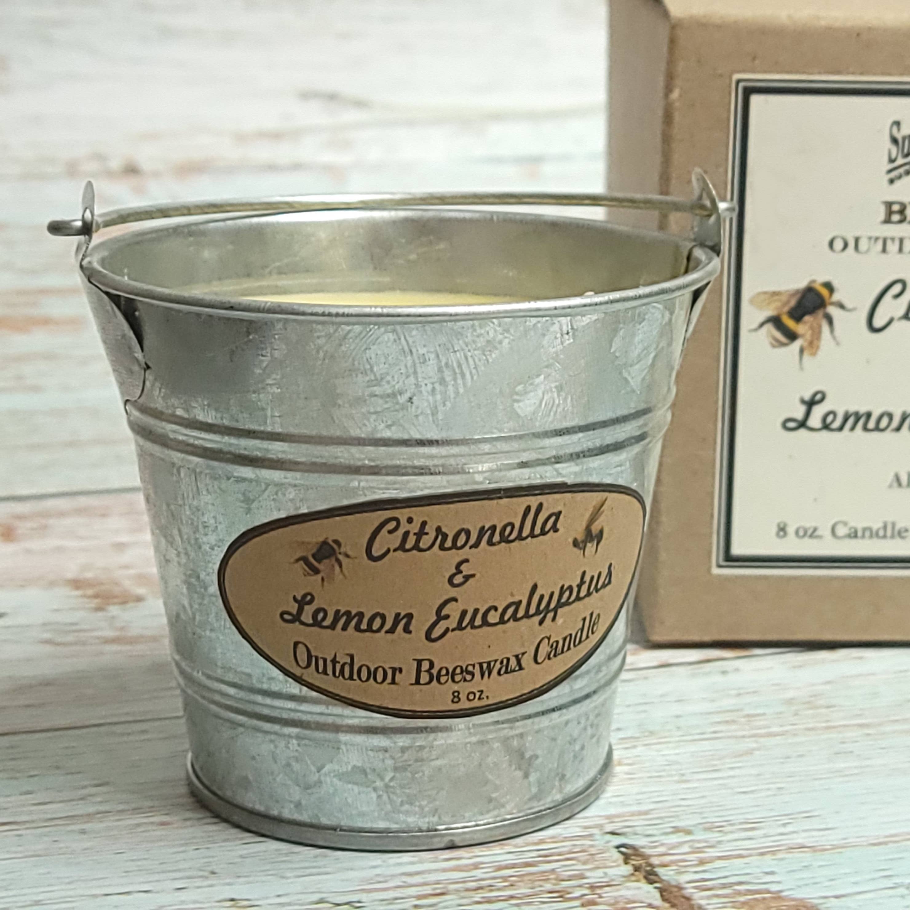Superior Dry Goods - Wholesale Outdoor Candle - Citronella Mosquito Bucket Candle | Beeswax/Lemon Eucalyptus