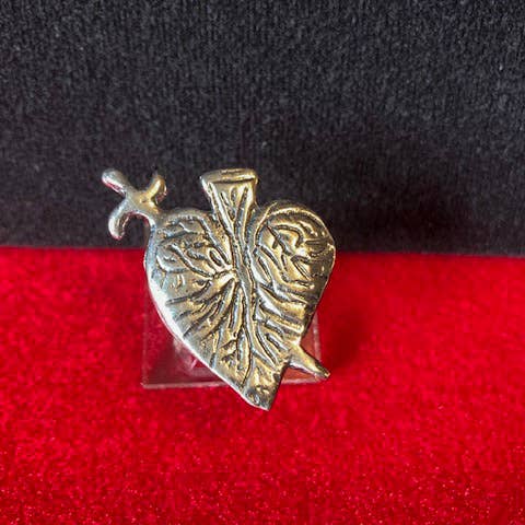 Sterling Vintage Repro Heart/Dagger Milagro Adjustable Ring for wholesale by Moosepablos, Inc.