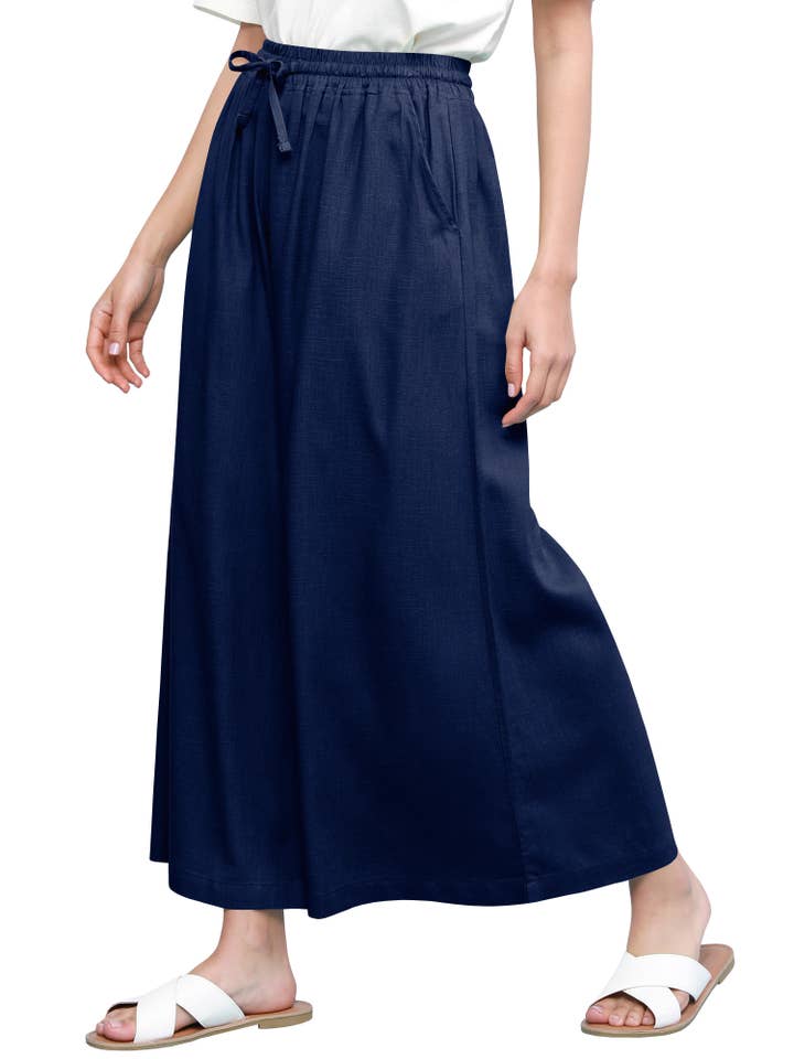 MBJ FASHION - Wholesale Pants - Women's - WB2283 Washed Linen Wide Leg Pocket Pant Draw String6