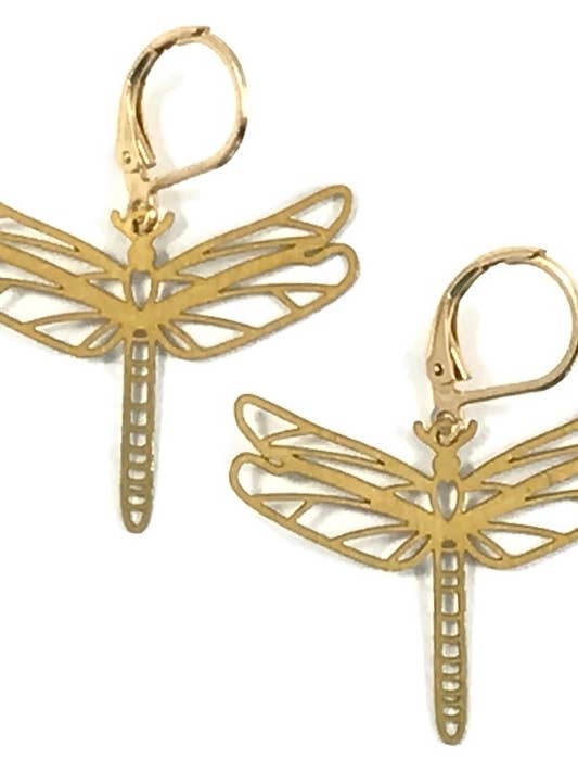 Boucles d'oreilles libellules en laiton pour la vente par Dreamspirit
