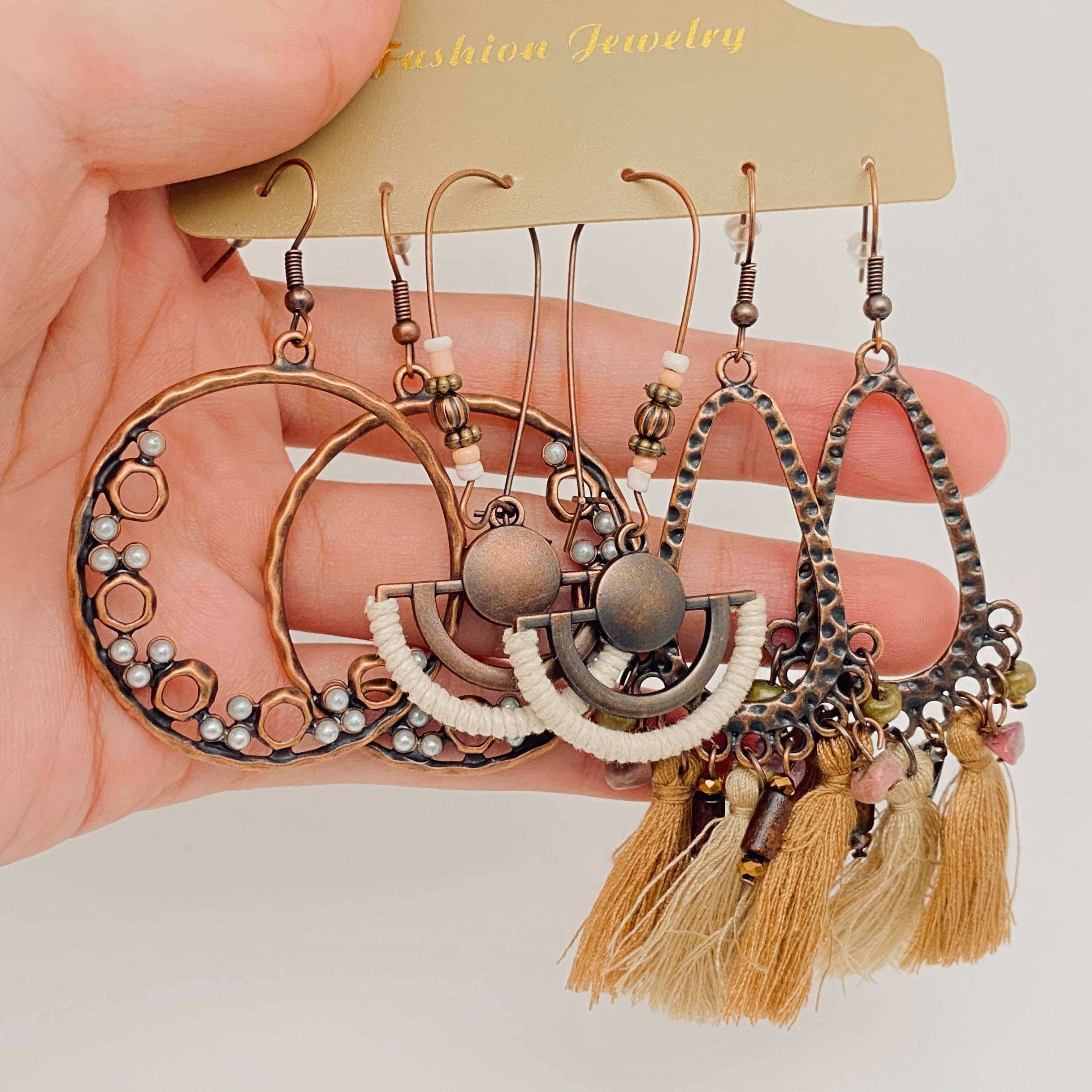 Mio Queena – wholesale Jewellery set – 3Pairs/set Boho Earrings in Different Styles - BJ3