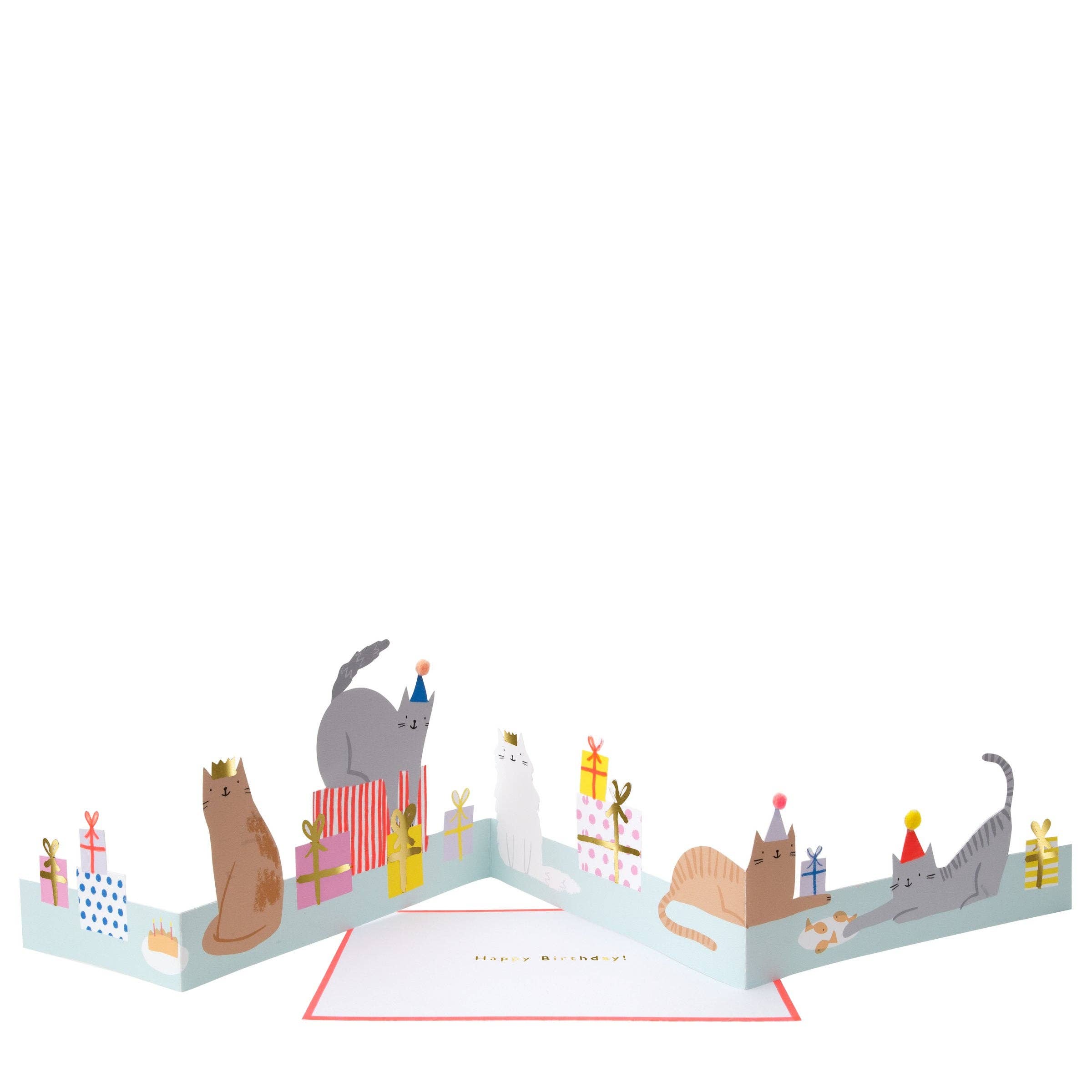 Meri Meri - Wholesale Verjaardagskaartje - Cat Party verjaardagskaart0