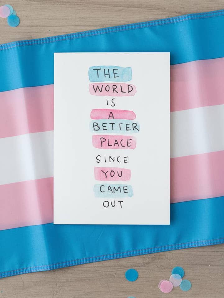 Carte de vœux peinte à la main à l'aquarelle pour la fierté LGBTQ+ pour la vente par Modern Affection Prints
