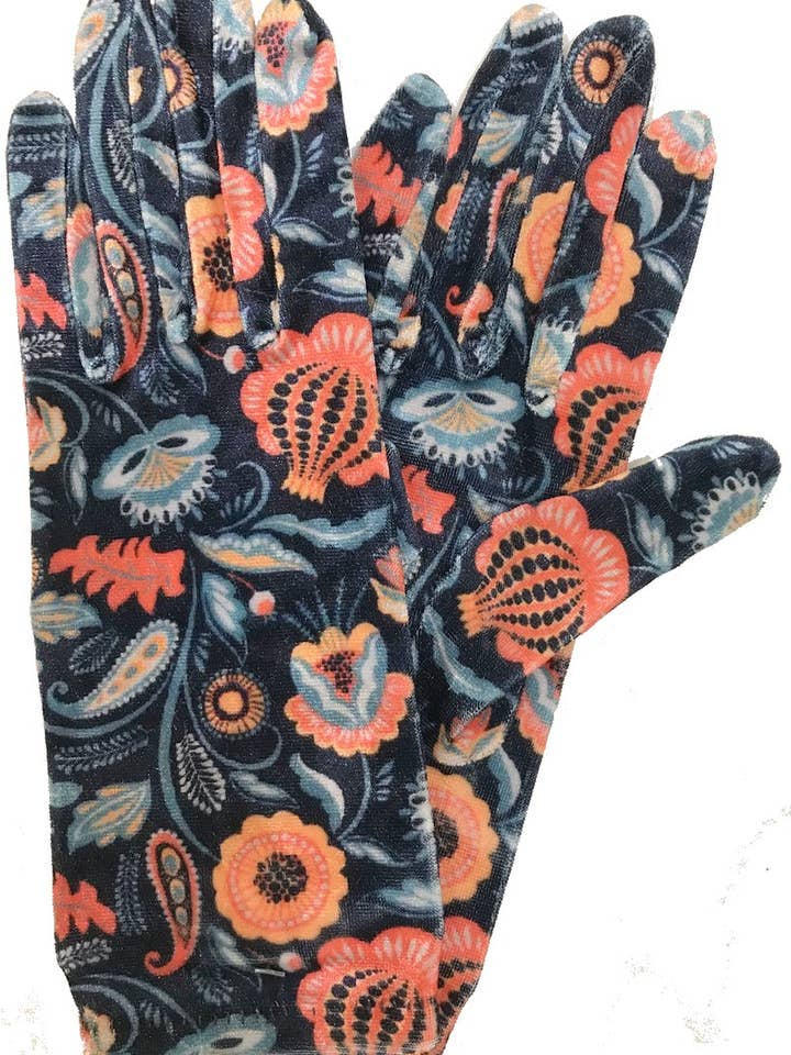 Gants Femme Velours lucinda Bleu orange pour la vente par LES PETITS CAPRICES
