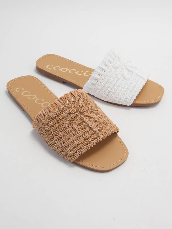 CCOCCI - Wholesale Sandals - Women's - SANDY PALM TREE EMBROIDERY DESIGN RAFFIA SANDAL10