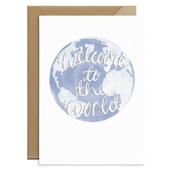 Blau Willkommen auf der Weltkarte für den Großhandel von Poppins & Co.