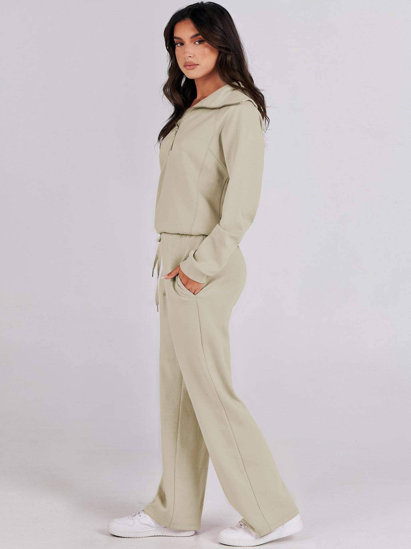 Queen Fashion - Wholesale Top & Skirt Set - Women's - long sleeved sweater wide leg pants two piece set66