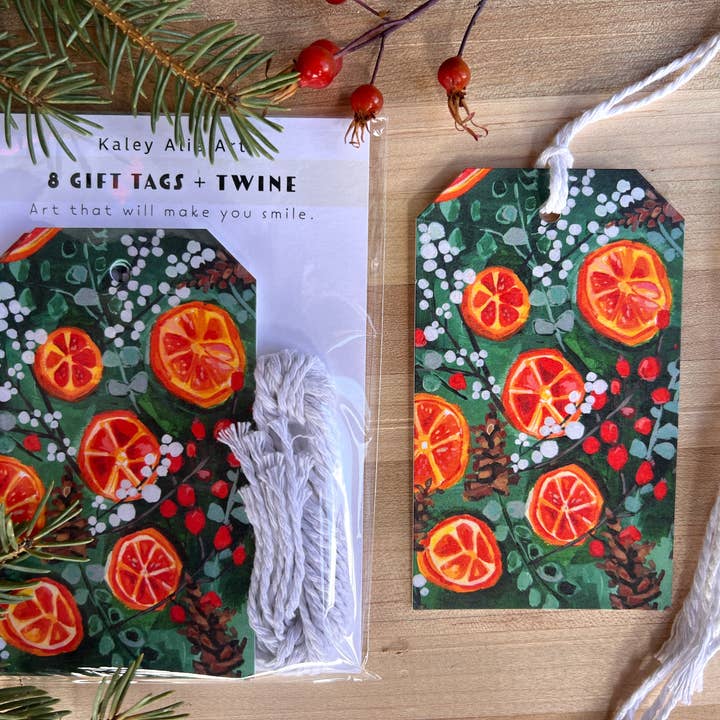 Holiday Potpourri-Set of 8 Gift Tags for wholesale by Kaley Alie Art