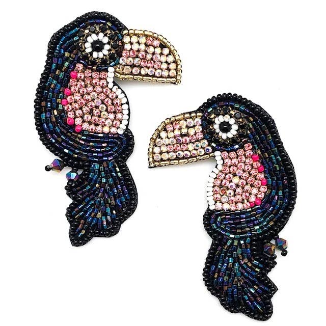 Rhinestone Toucan Earrings for wholesale by Allie Beads