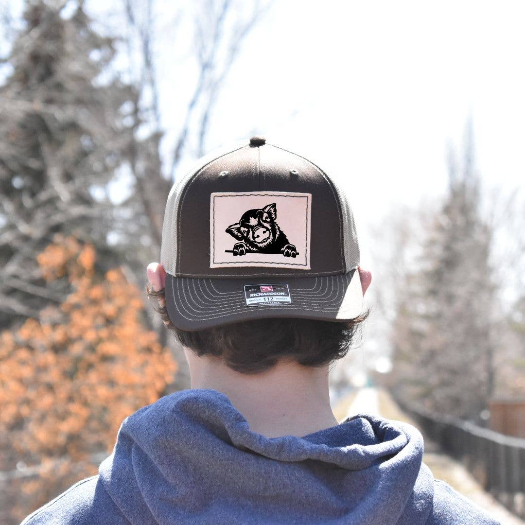 Prairie Buffalo - Wholesale Trucker Hat - Unisex - Trucker Hat - Piglet Leather Hat Patch1