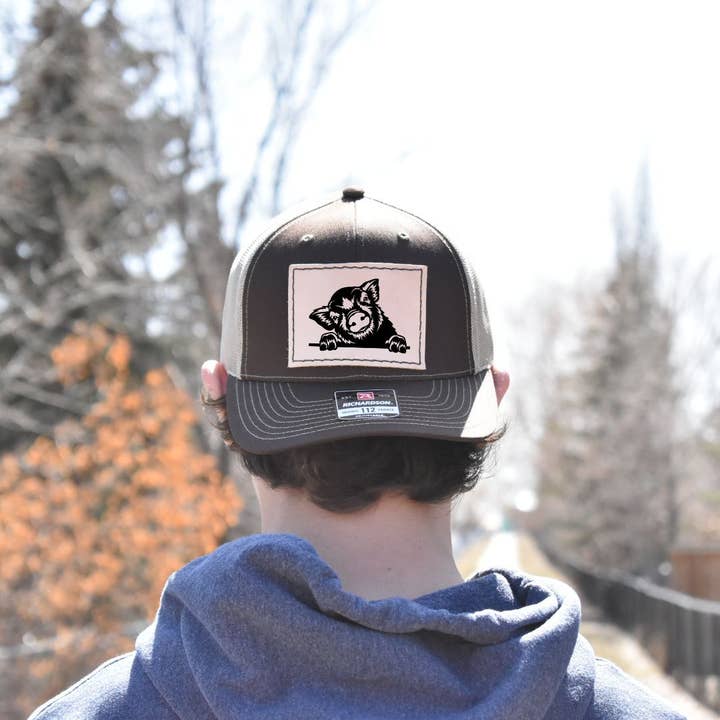 Prairie Buffalo - Wholesale Trucker Hat - Unisex - Trucker Hat - Piglet Leather Hat Patch1