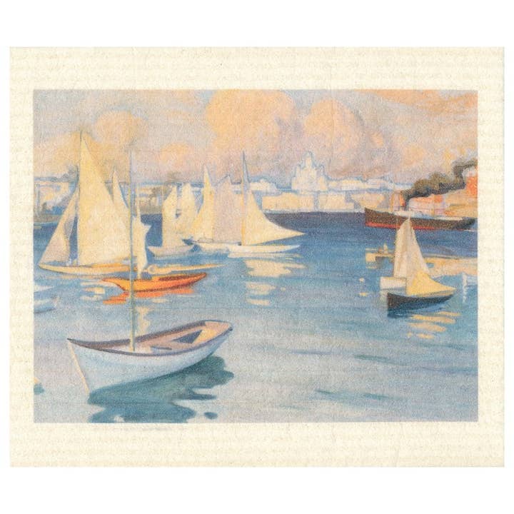 More Joy Home - Wholesale Dishcloth - Museum Art Dishcloth Harbour in Helsinki by Albert Edelfelt