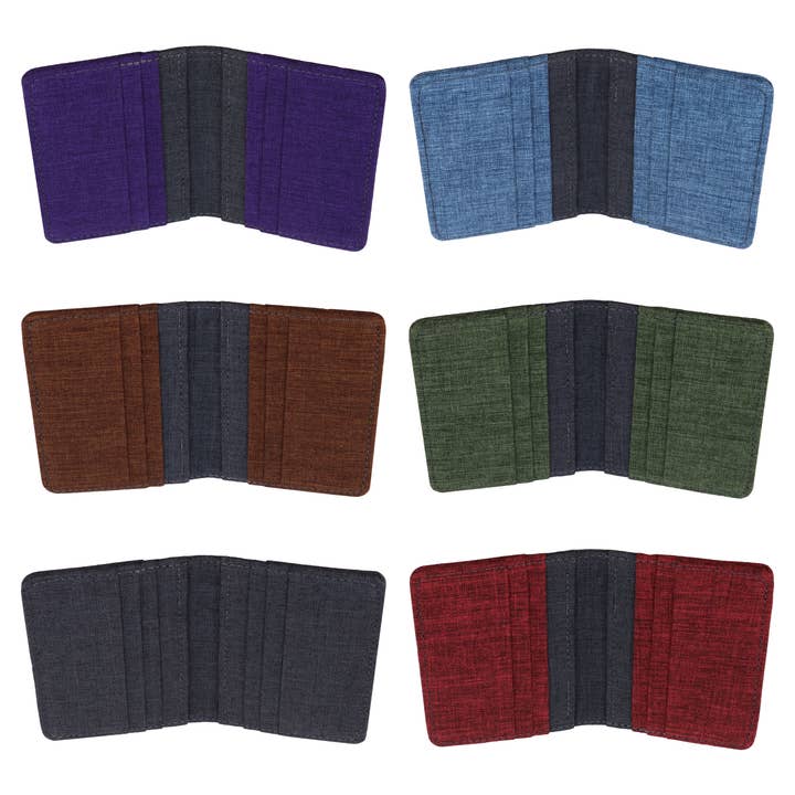HOLD SUPPLY - Wholesale Wallet - Men's - Purple and Gray Canvas Vertical Bifold Card & Cash Wallet4