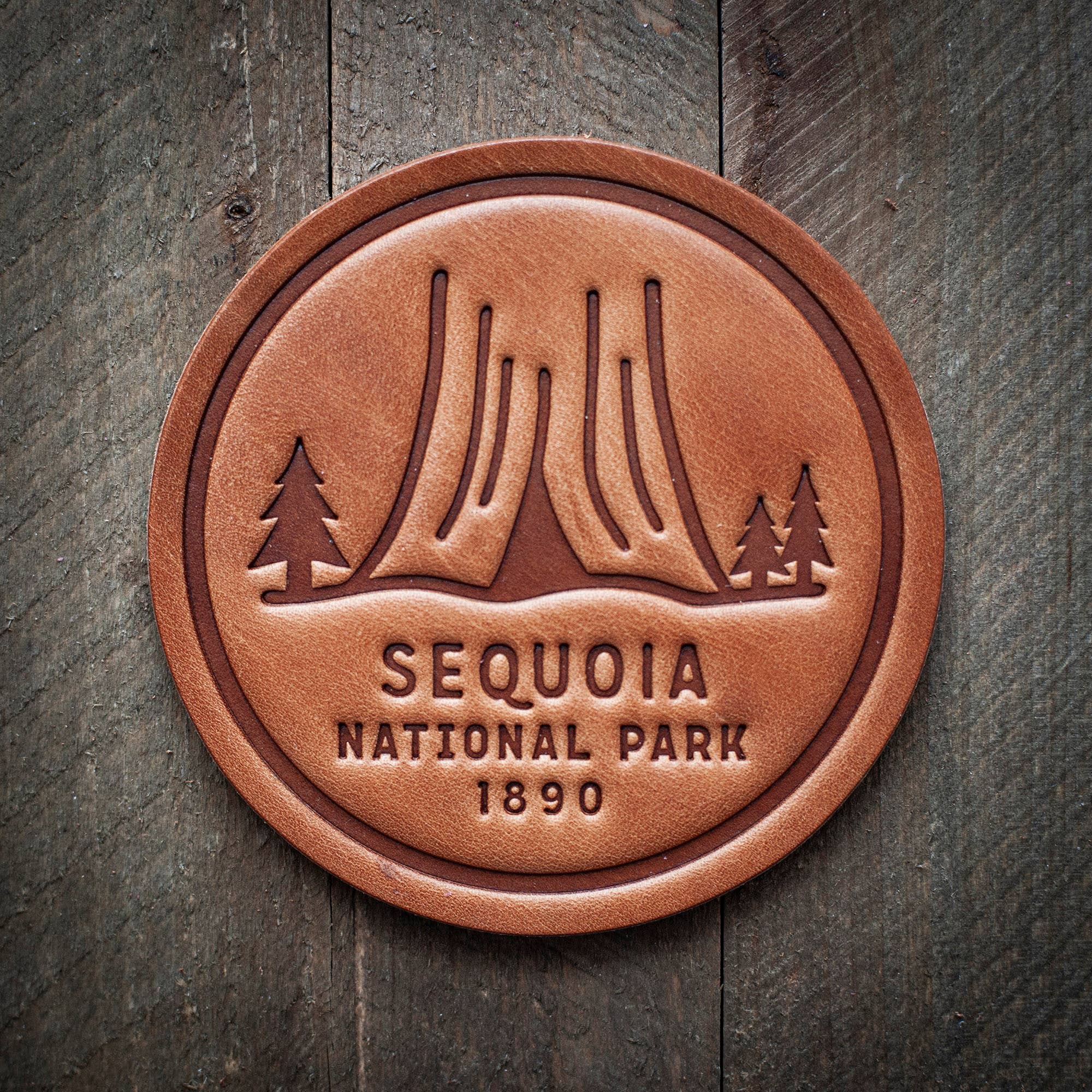 Sugarhouse Leather - Wholesale Coasters - Sequoia National Park Leather Coaster0
