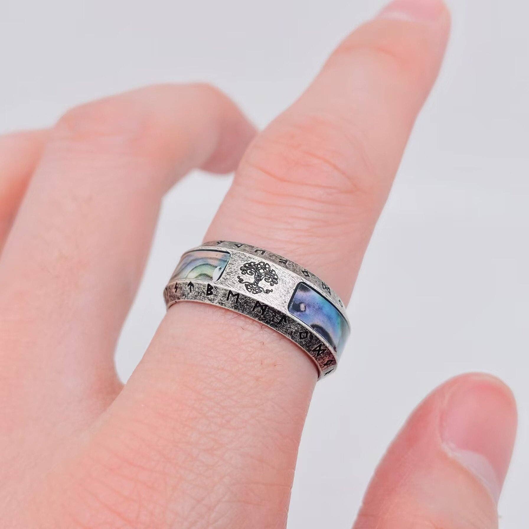 Mio Queena - Wholesale Band/Stacked Ring - Retro Stainless Steel Tree of Life Viking Rune Ring - MJ/MR1