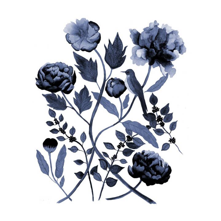 Jen Ray Studio - Wholesale Art Print - Indigo Botanical Watercolor Giclee Fine Art Print