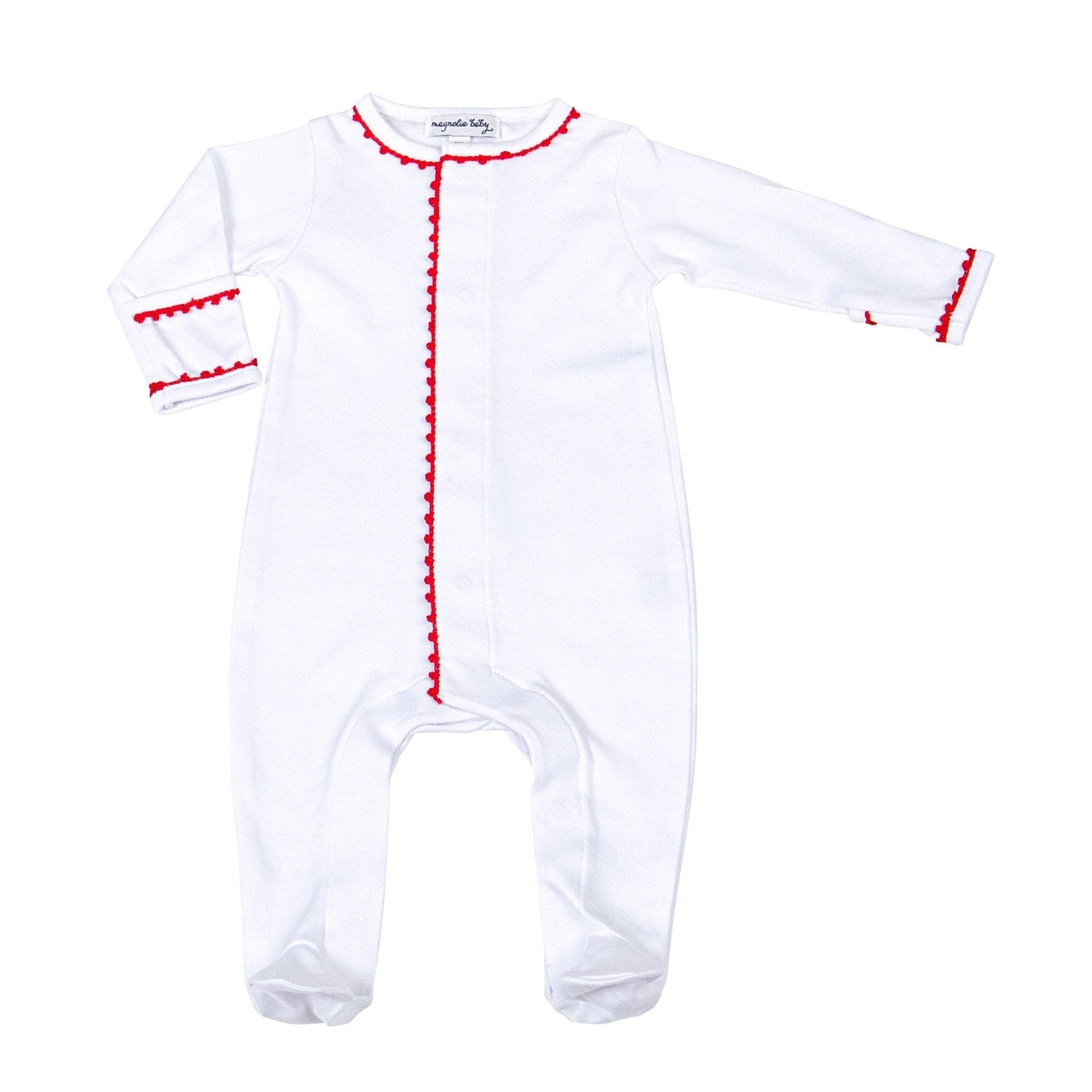 Magnolia Baby – Macacão - Bebé por atacado – Babygrow Joy com Acabamento em Croché Vermelho0