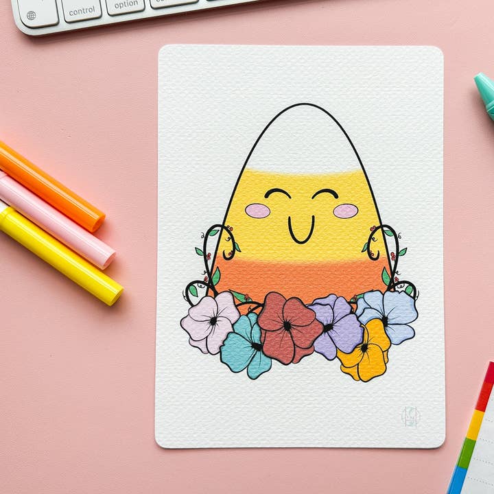 The Harpy Otter Co - Wholesale Art Print - Candy Corn Floral Art Print0