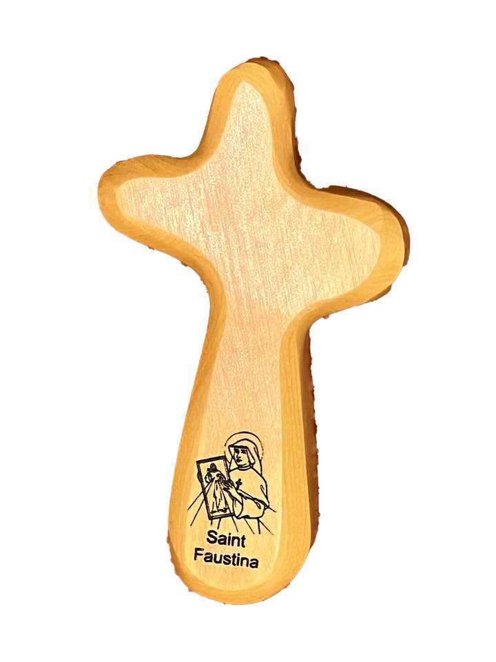 Saint Faustina - Engraved Holding Cross for wholesale by Holy Land Wood and Stone