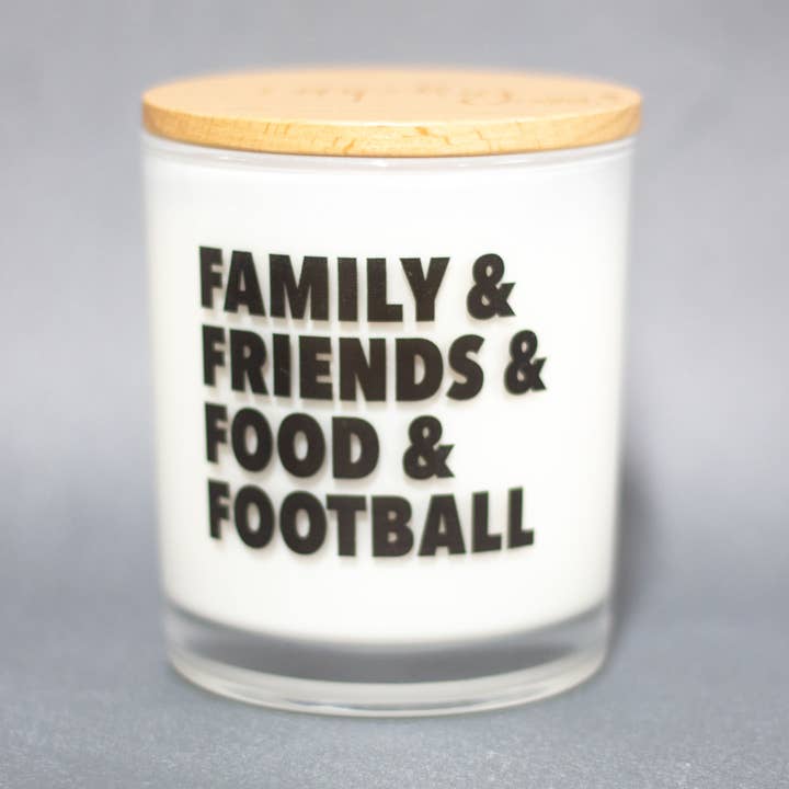 Family & Friends & Food & Football Fall Soy Candle for wholesale by Unplug Soy Candles