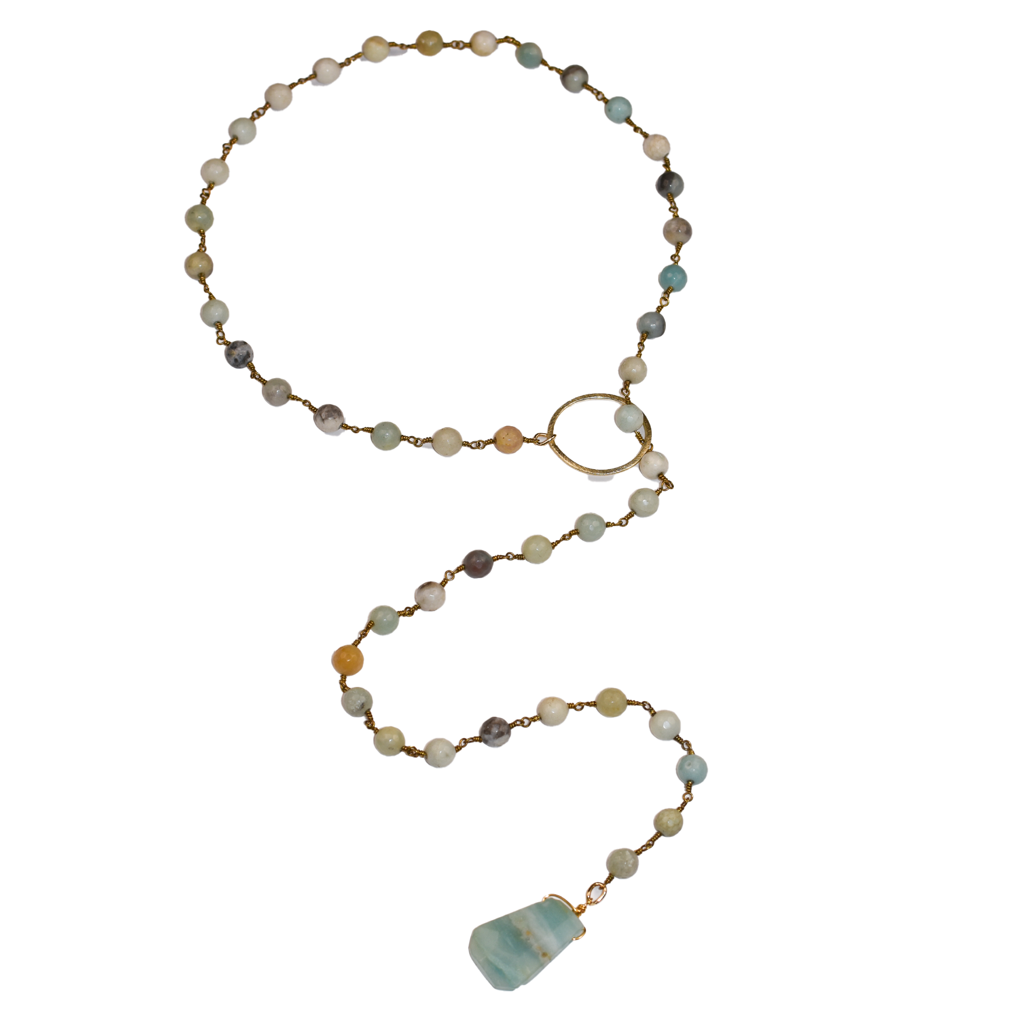 ali & bird jewelry - Wholesale Halsketting met Lariat/Y-hals - Amazoniet Lariat0