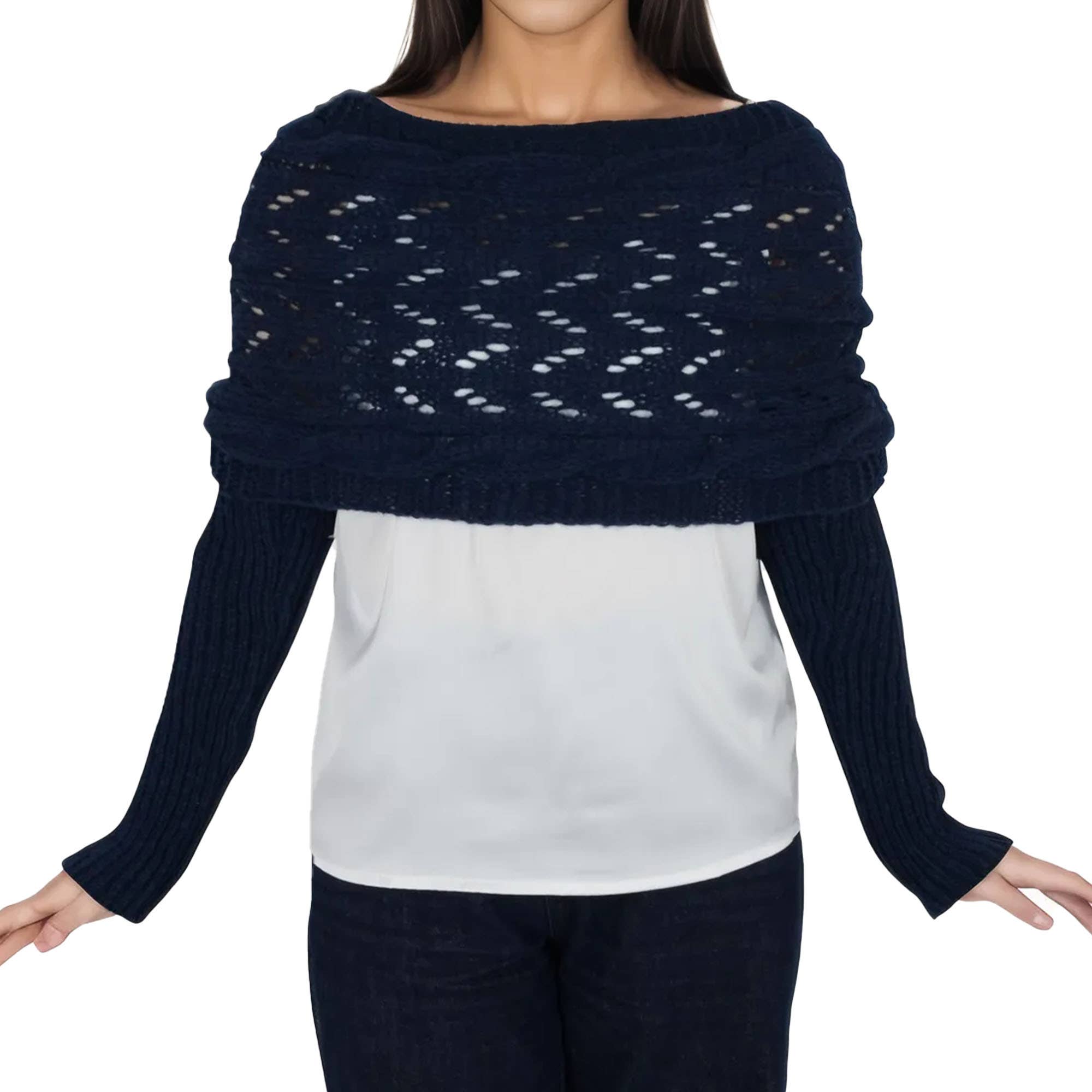 AK Brand – Engroshandel Tørklæde - Dame – Ensfarvet hæklet strikket kabeltørklæde trøjeomslag18