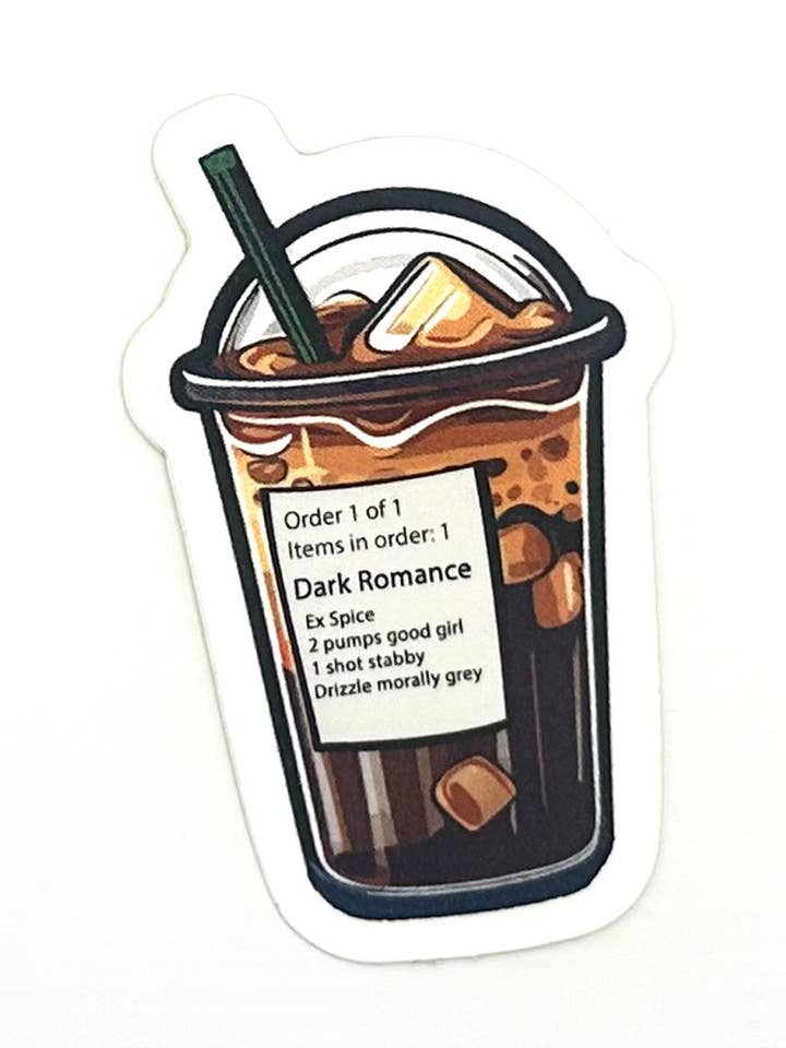 Dark Romance Iced Coffee Order Bookish Sticker for wholesale by A Little Crafty Fox