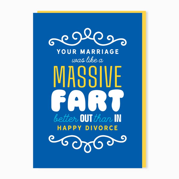Carte de divorce grossière – Énorme pet pour la vente par Stoats & Weasels